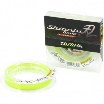 Плетеная леска DAIWA Shinobi Braid - 20 Lb (0.16мм) - 135м (ярко-жёлтая)