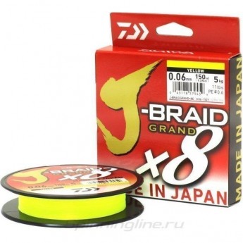 Шнур DAIWA J-BRAID GRAND X8 135М 0,16ММ YELLOW