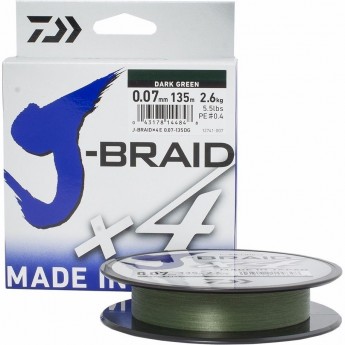 Шнур DAIWA J-Braid X4 0,07мм 135м Dark green