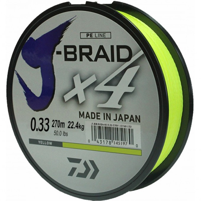 Шнур DAIWA J-Braid X4 0,10мм 270м Yellow 12740-110