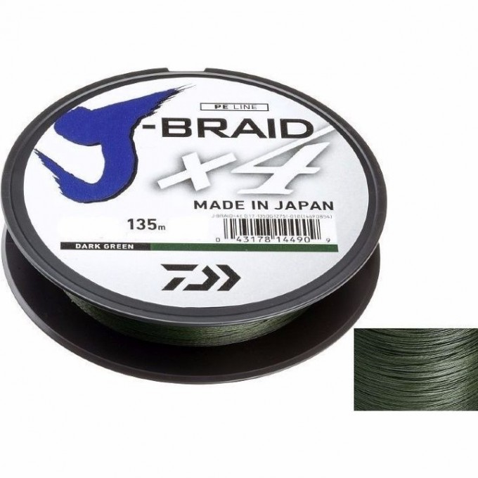 Шнур DAIWA J-Braid X4 0,19мм 135м Dark green 12741-019