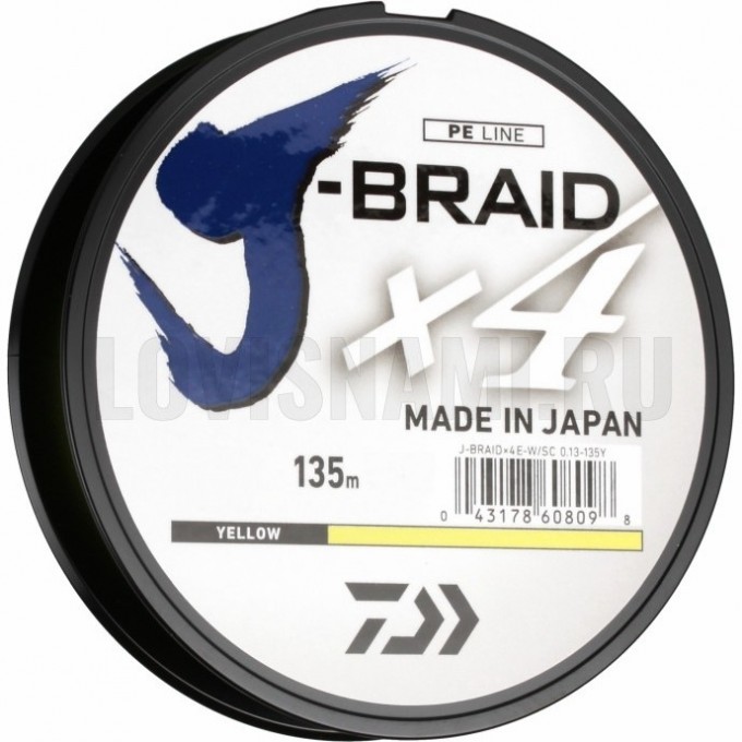 Шнур DAIWA J-Braid X4E-W/SC 0,10мм 135м желтый 12740-010