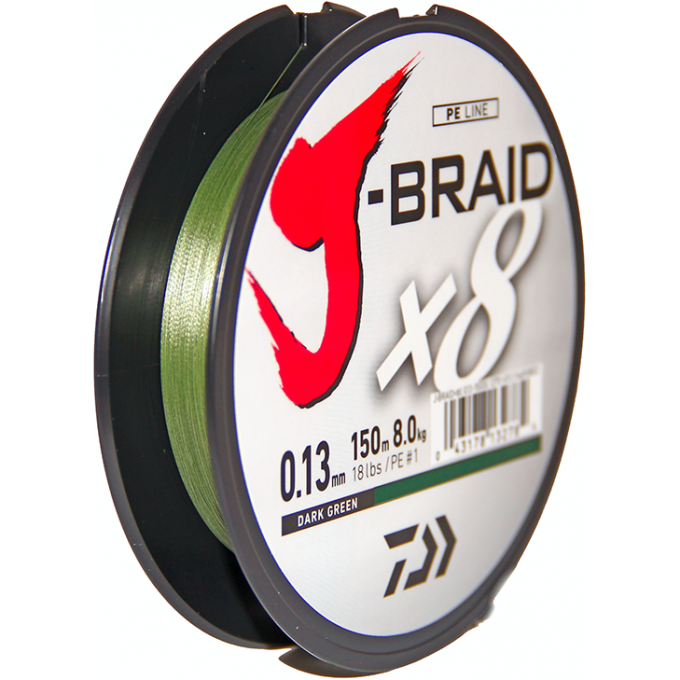 Шнур DAIWA J-Braid X8 0,13мм 150м dark green 12751-013